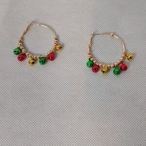 Gold Pierced Jingle Bell Earrings